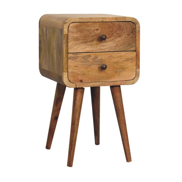 Mango Wood Mini Oak-ish Curved Bedside - Image 3