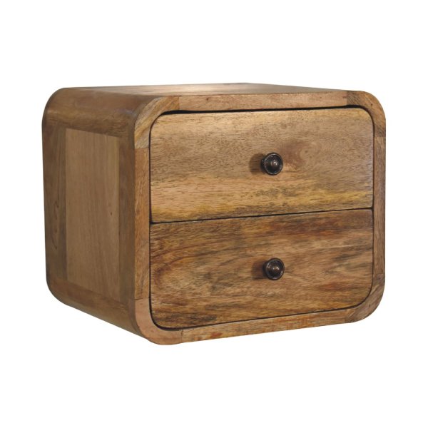 Mango Wood Mini Curve Oak-ish Floating Bedside - Image 2