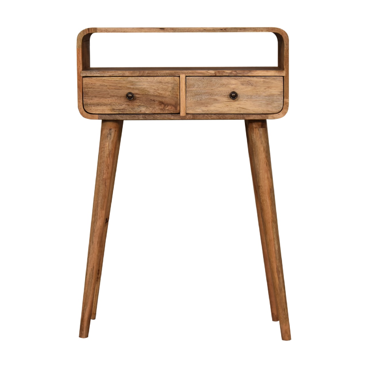 Mango Wood Mini Curved Oak-ish Console Table