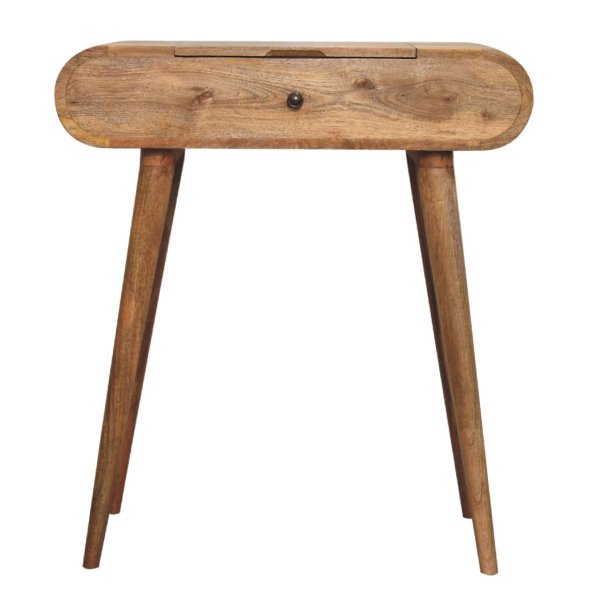 Mango Wood Mini Oak-ish Round Dressing Table
