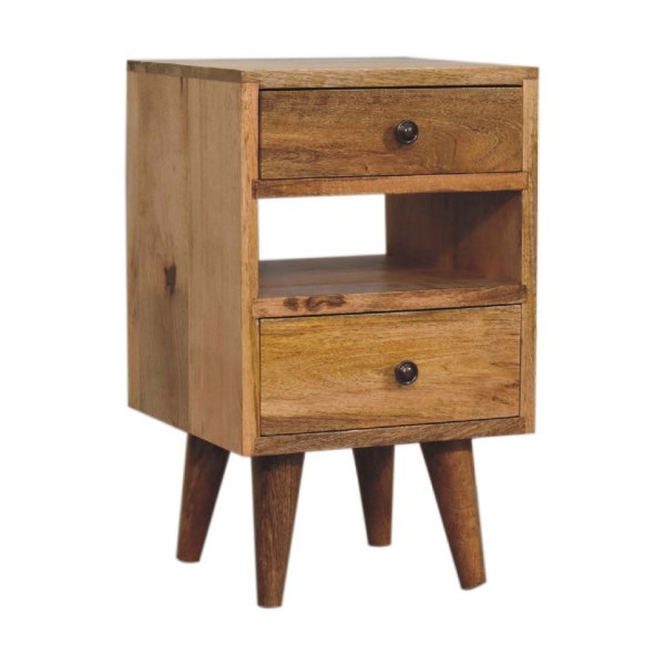 Solid Mango Wood Mini Classic Multi Oak-ish Bedside - Image 2