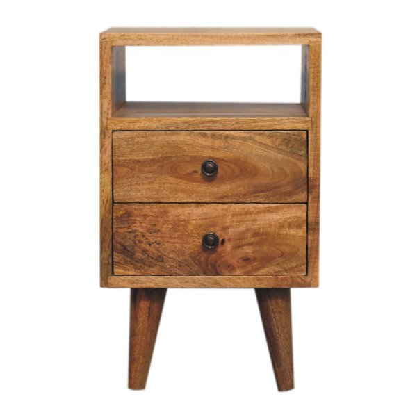 Mango Wood Mini Oak-ish Classic Open Bedside