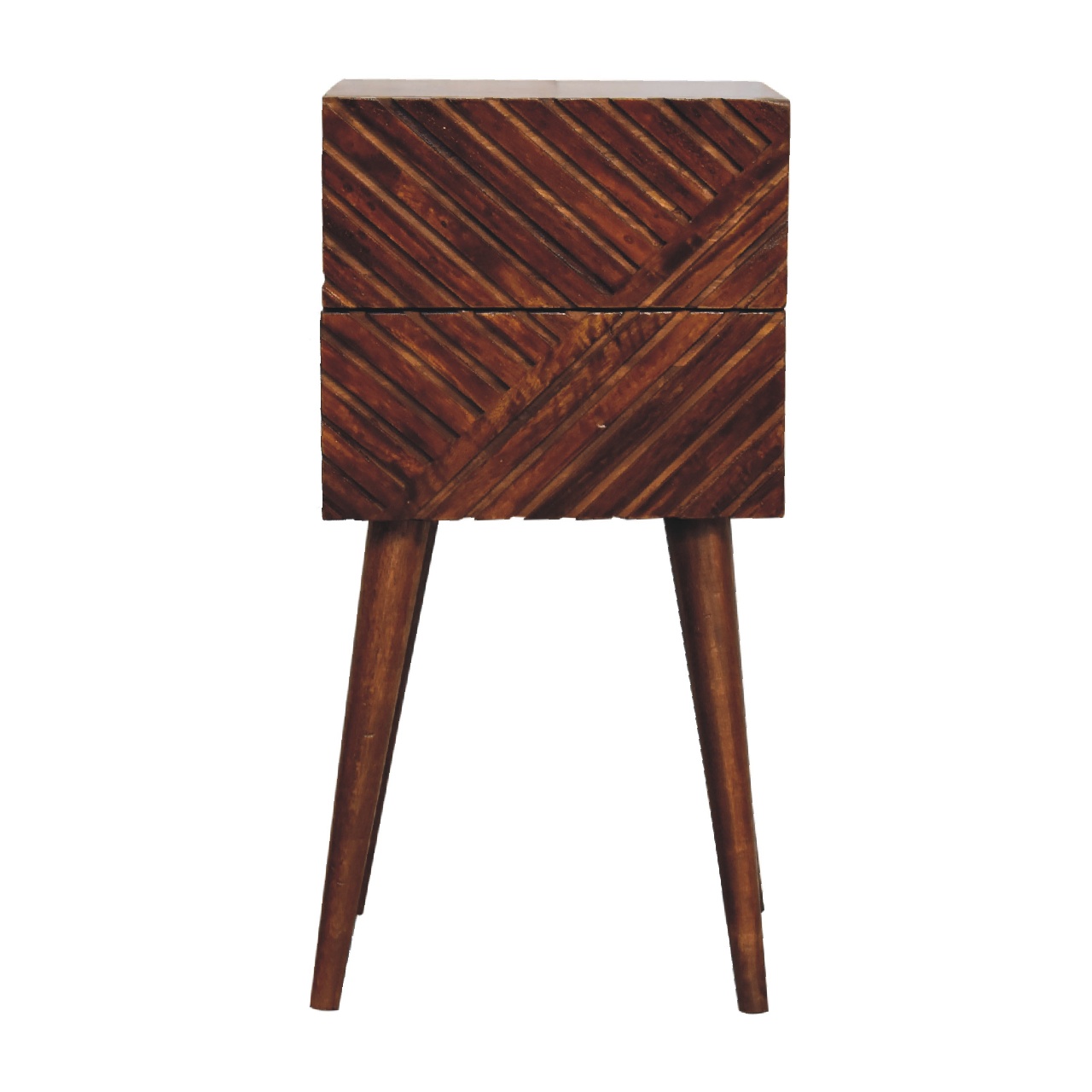 Solid Mango Wood Chestnut Finished Lille 2 Drawer Mini Bedside