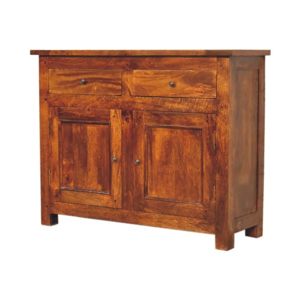Solid Mango Wood Chestnut Finished 2 Drawer 2 Door Sideboard - Image 2