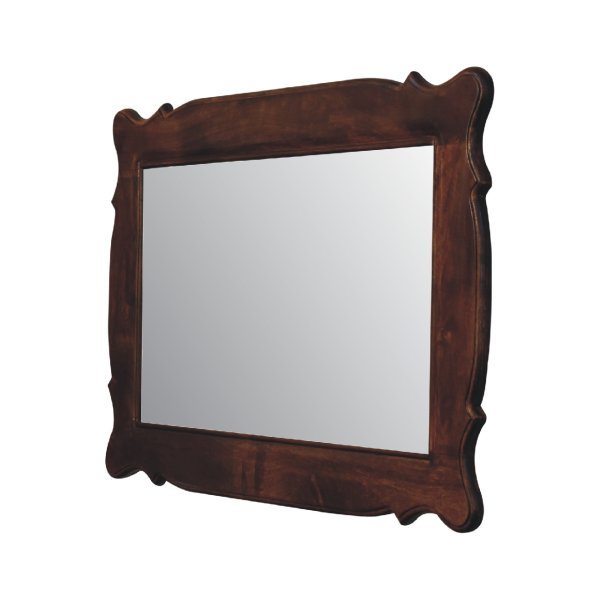 Solid Mango Wood Chestnut Wooden Hand Carved Oblong Frame with Mirror - Image 3
