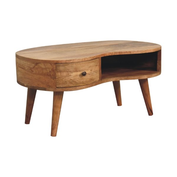 Mango Wood Oak-ish Wave Coffee Table - Image 3