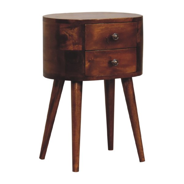 Mini Chestnut Rounded Bedside Table - Image 3