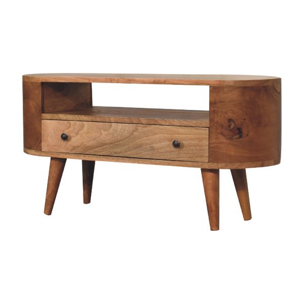 Mango Wood Mini Rounded Entertainment Unit - Image 2