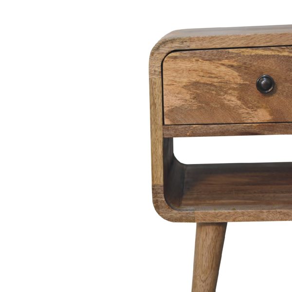 Solid Mango Wood Mini Oak-ish Curve Lower Bedside - Image 4