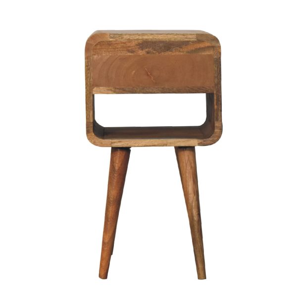 Solid Mango Wood Mini Oak-ish Curve Lower Bedside - Image 9
