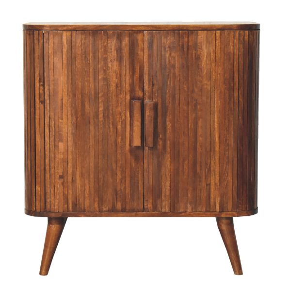 Solid Mango Wood Chestnut Striped Finished 2 Door Cabinet