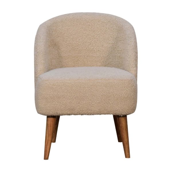 Mango Wood Cream Boucle Tub Chair