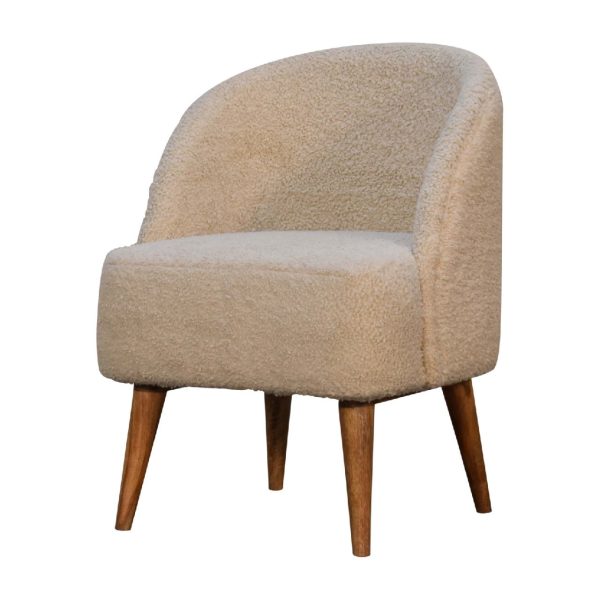 Solid  Mango Wood Cream Boucle Tub Chair - Image 2