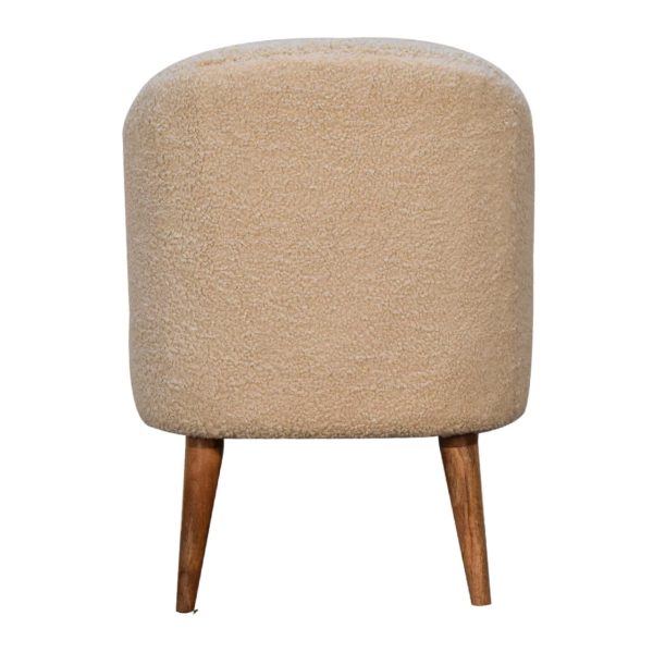 Solid  Mango Wood Cream Boucle Tub Chair - Image 9