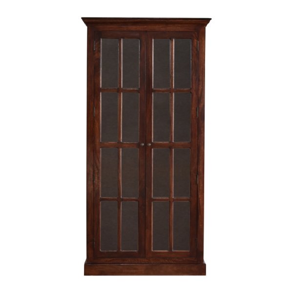 Solid Cherry Finished Mango Wood Glazed Doors Cabinet/Cupboard