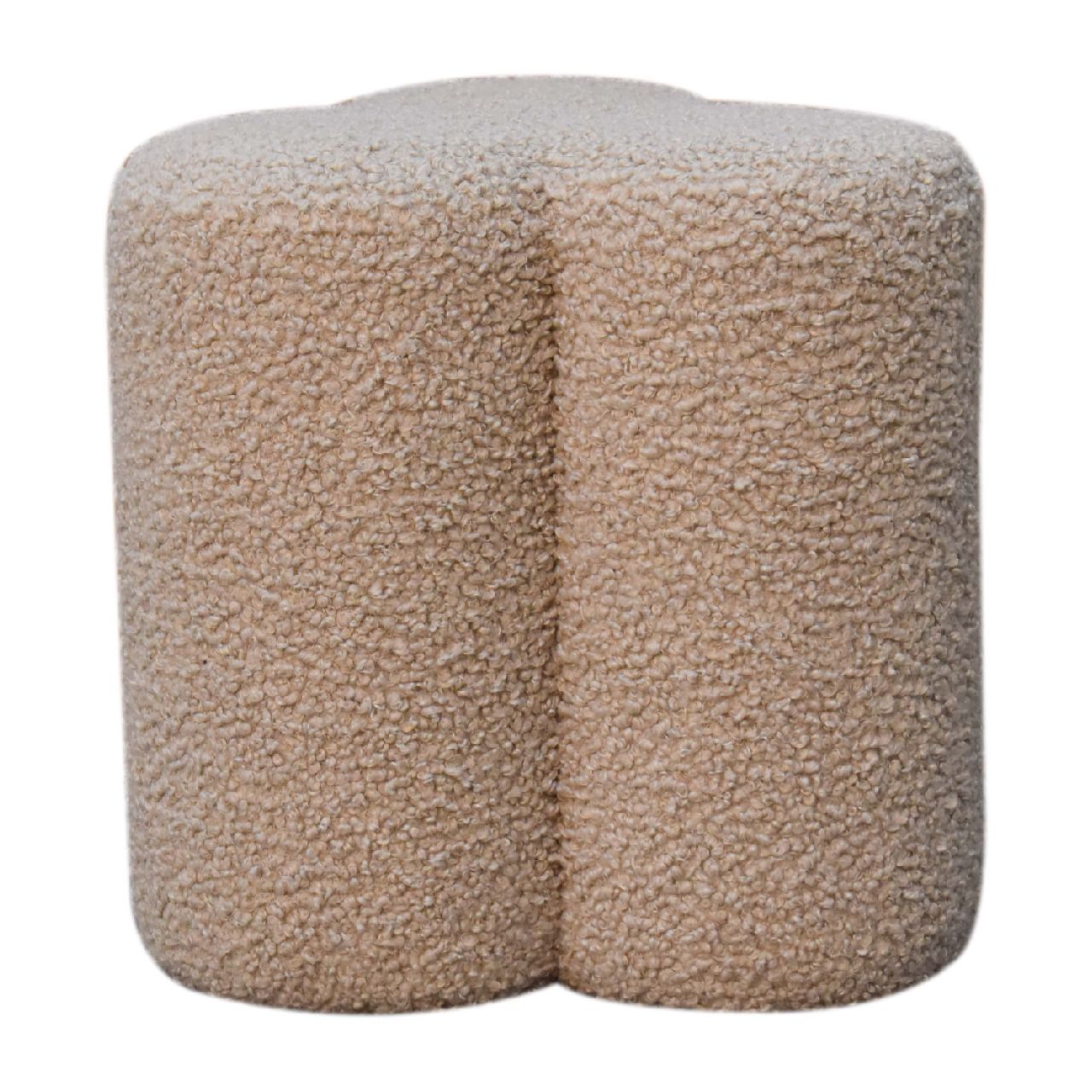 Solid  Mango Wood Mud Boucle Clover Footstool
