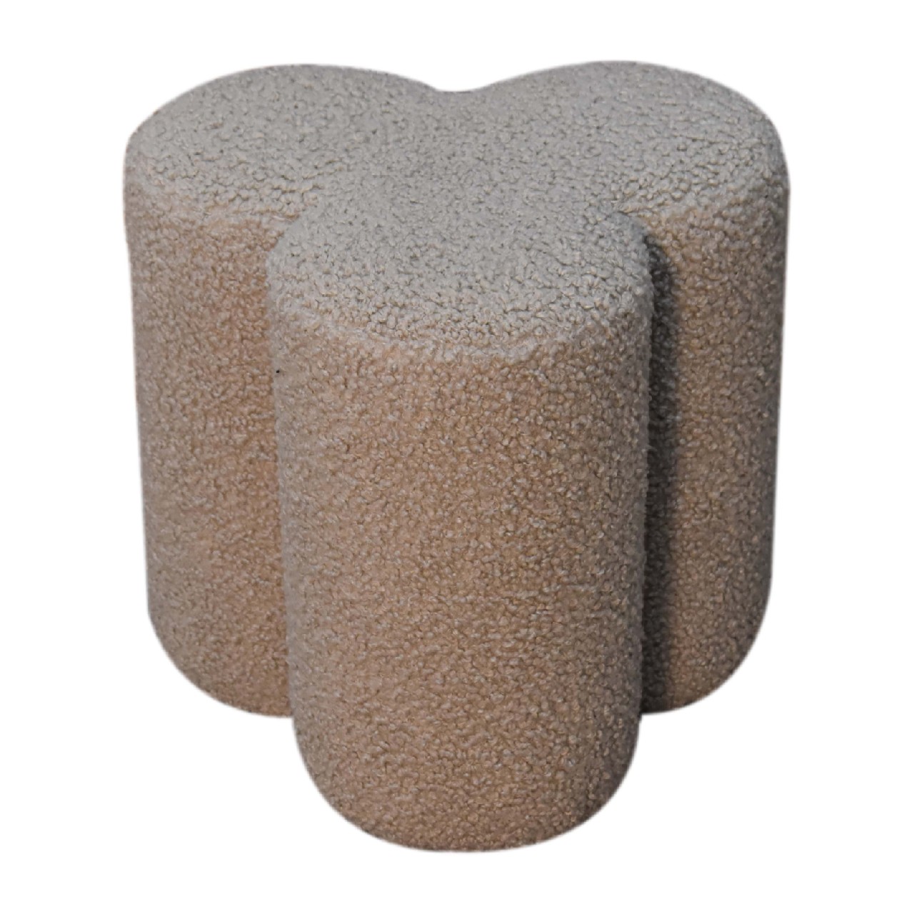 Solid Mango Wood Mud Boucle Clover Footstool - Image 3