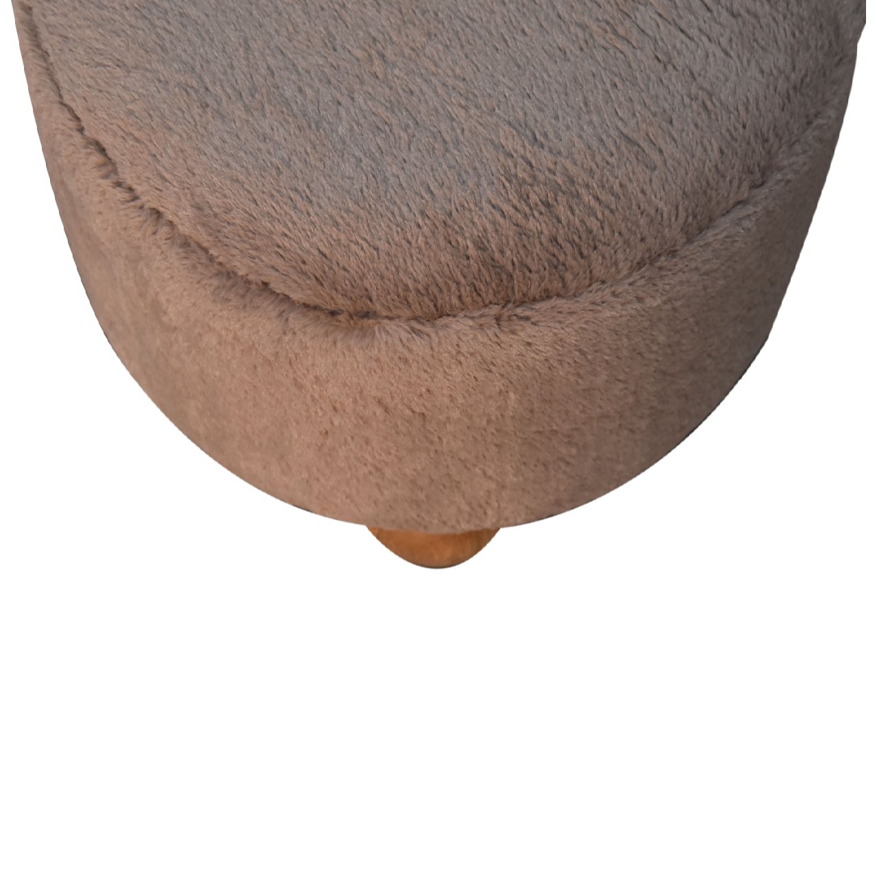 Mango Wood Mocha Faux Fur Round Ball Footstool - Image 4