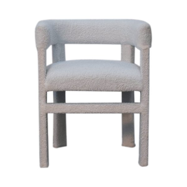 Solid  Mango Wood White Boucle Occasional Chair