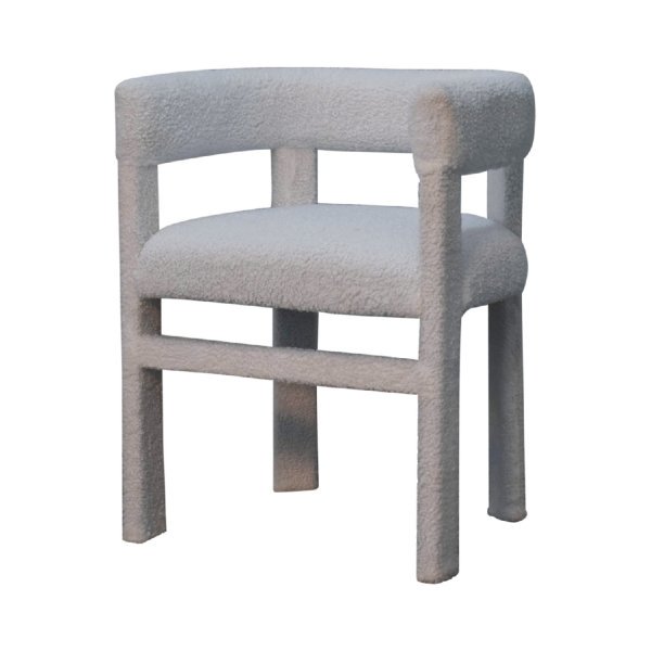 Solid  Mango Wood White Boucle Occasional Chair - Image 2