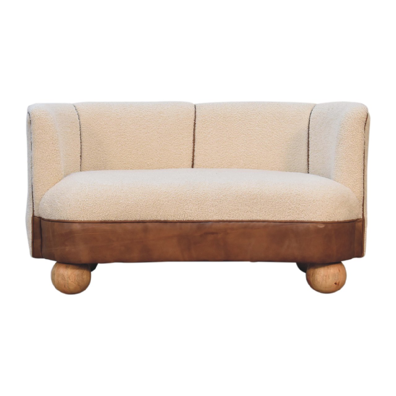 Mango Wood Boucle Cream Buffalo Small Sofa