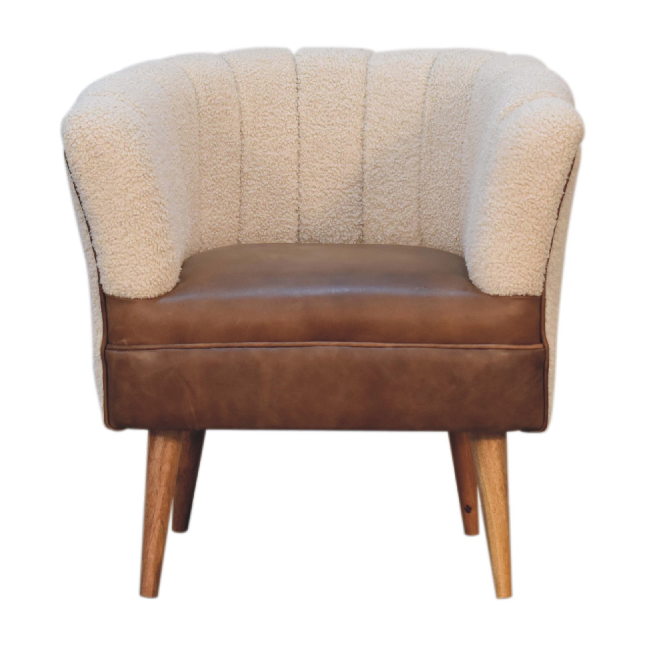 Mango Wood Boucle Cream Buffalo Armchair