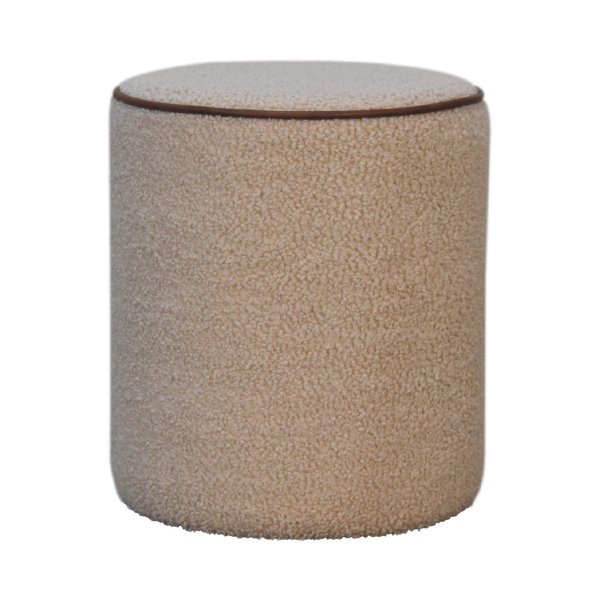 Solid Mango Wood Boucle Serenity Round Stool