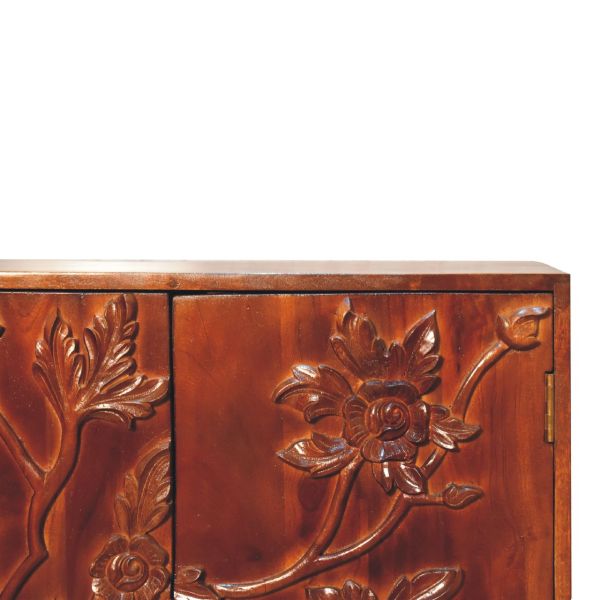 Solid Mango Wood Solid Chestnut Finished Neem Wood Botanical Cabinet/Cupboard - Image 6
