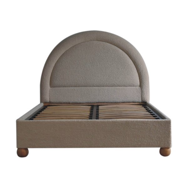 Solid  Mango Wood Cream Boucle Double Bed