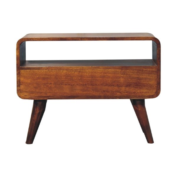 Solid Mango Wood Mini Chestnut Curved Media Unit - Image 9