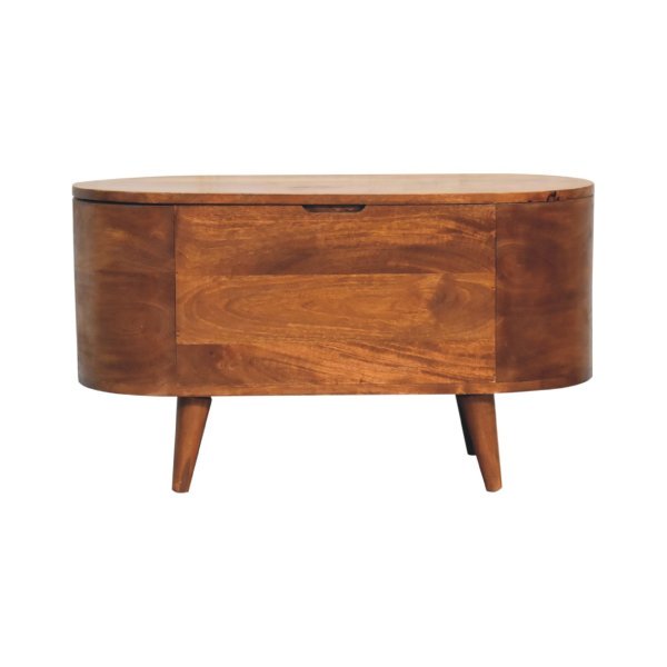 Solid Chestnut Finished Mango Wood Lid Up Ottoman/Blanket Box
