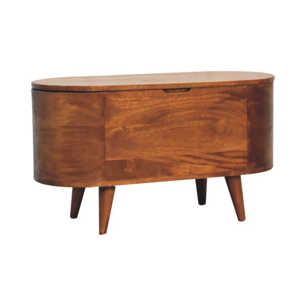Solid Chestnut Finished Mango Wood Lid Up Ottoman/Blanket Box - Image 3