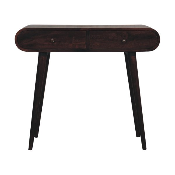 Solid Mango Wood Walnut Curved Edge Console Table