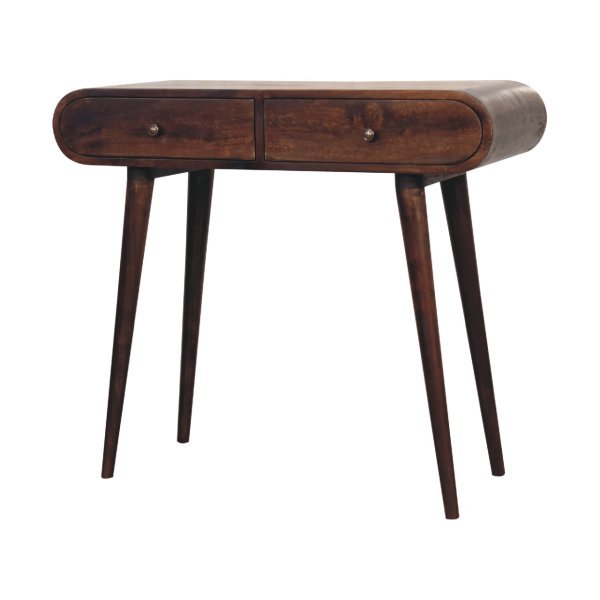 Solid Mango Wood Walnut Curved Edge Console Table - Image 2