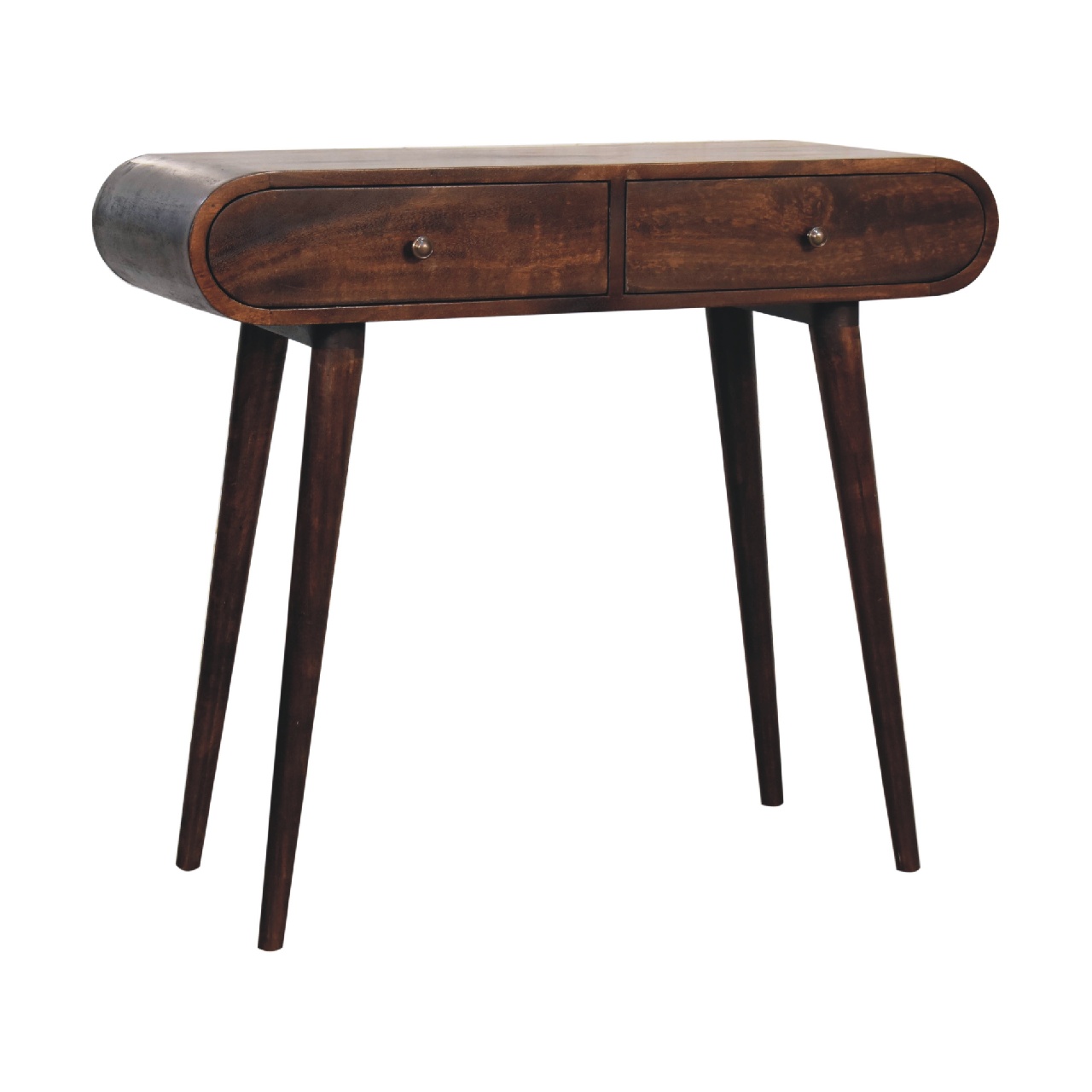 Solid Mango Wood Walnut Curved Edge Console Table - Image 3
