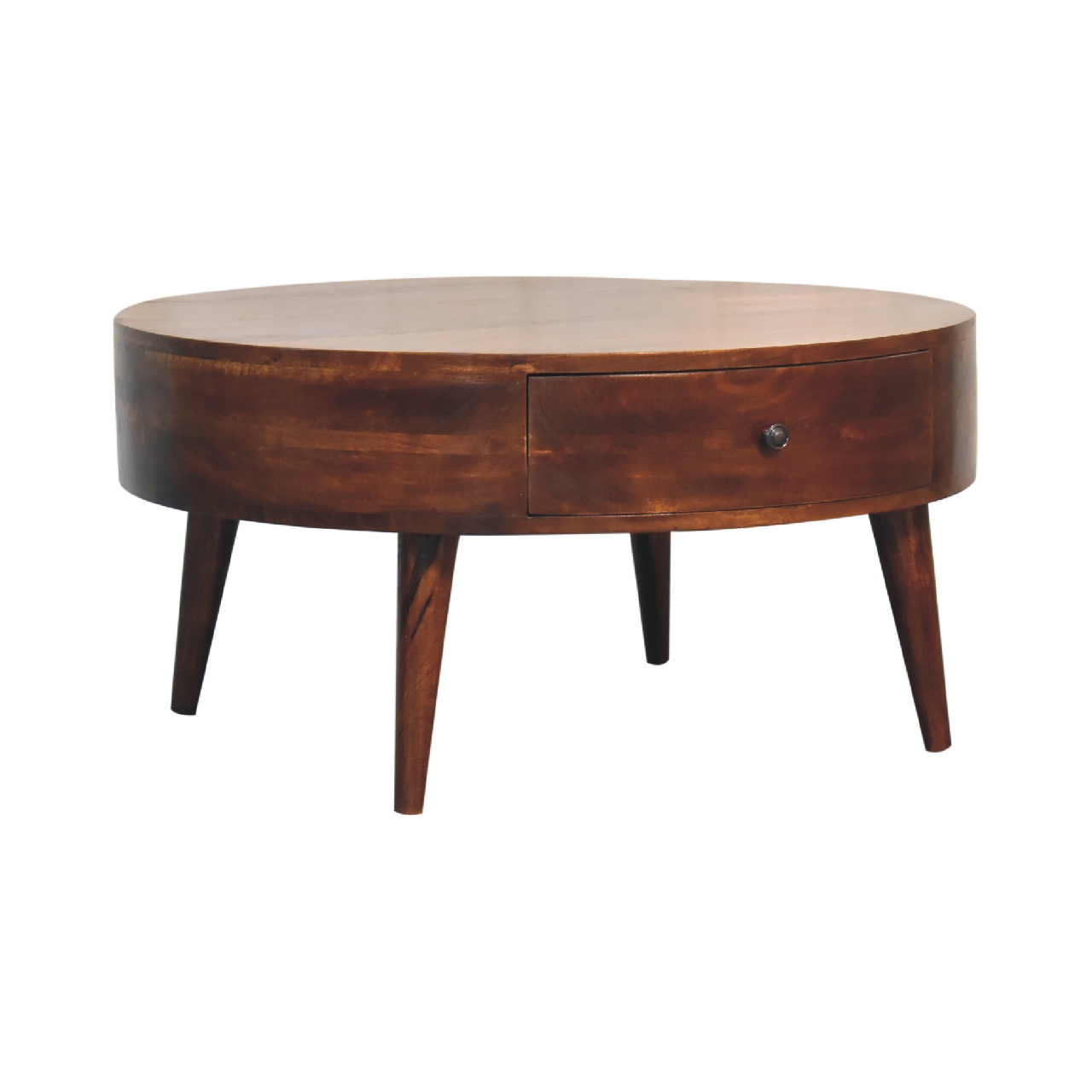 Solid Chestnut Finished Mango Wood Odyssey Round Coffee Table