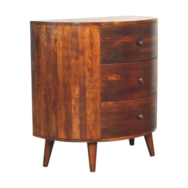 Solid Mango Wood Chestnut Finished 3 Drawer Odyssey Chest of Drawers - Image 3