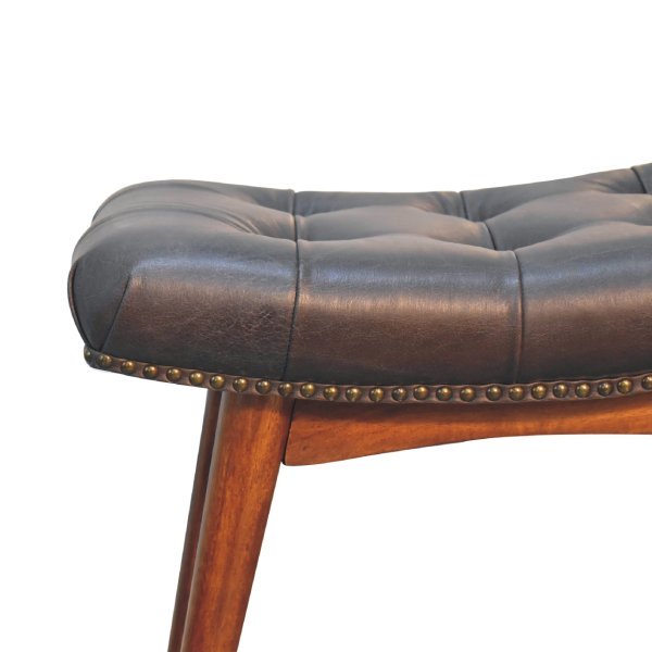 Solid Mango Wood Harbour Black Footstool - Image 4