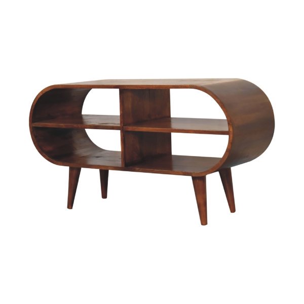 Solid Mango Wood Solid Chestnut Finished Mango Wood Moda Open Media Unit - Image 2