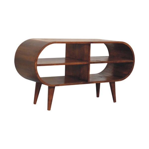 Solid Mango Wood Solid Chestnut Finished Mango Wood Moda Open Media Unit - Image 3