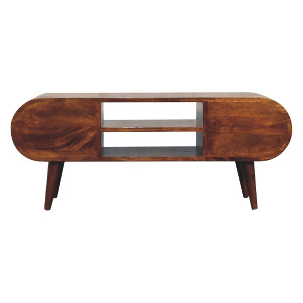 Solid Mango Wood Solid Chestnut Finished Mango Wood 4 Drawer Media Unit - Image 9