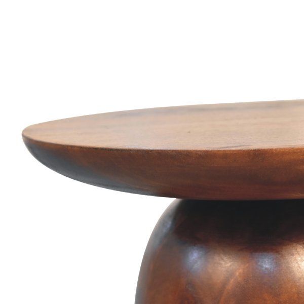 Solid Mango Wood Chestnut Finished Side Table - Image 3
