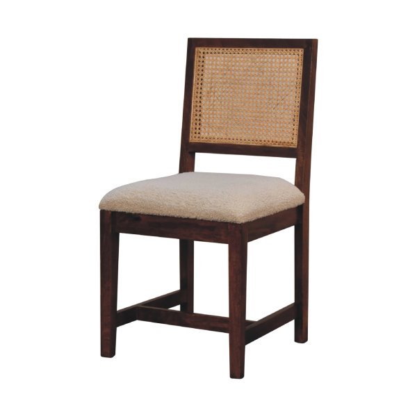 Solid  Mango Wood Cream Boucle Rattan Chair - Image 2