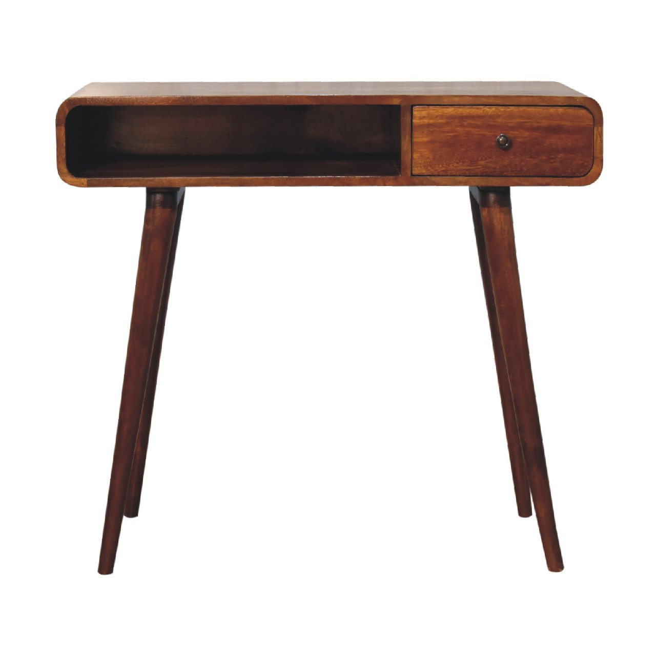 Mango Wood Curved Chestnut Writing Desk
