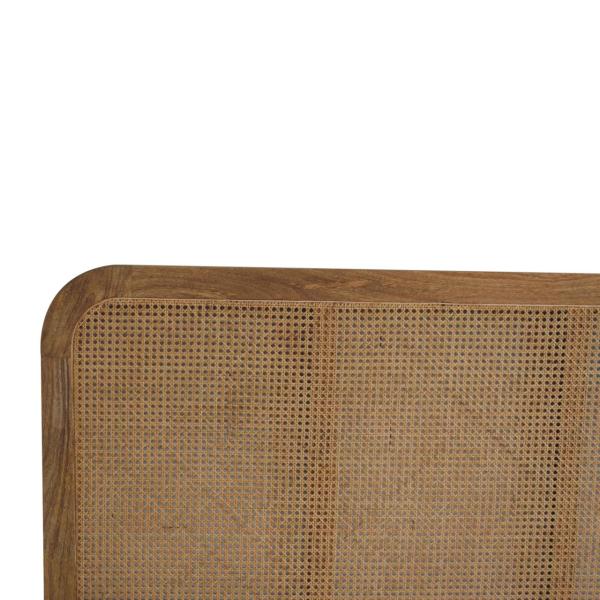 Solid  Mango Wood Rattan Bed - Image 4