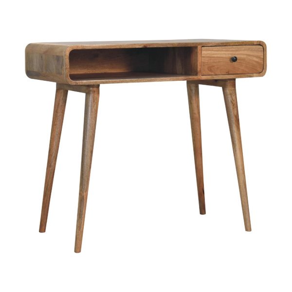 Mango Wood Curved Oak-ish Writing Desk