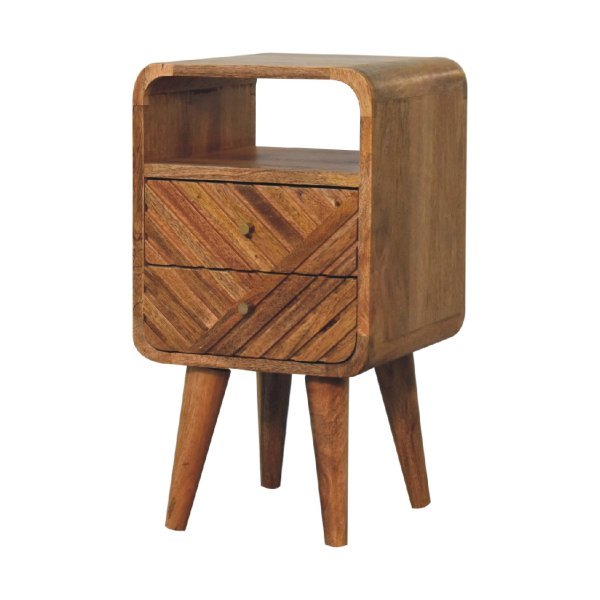 Mango Wood Mini Lille Curved Bedside