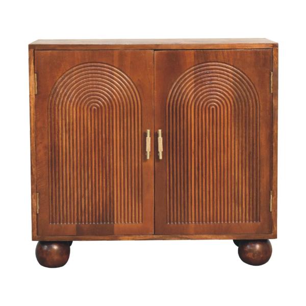 Solid Chestnut Finished Cabinet/Cupboard with Ball Feet