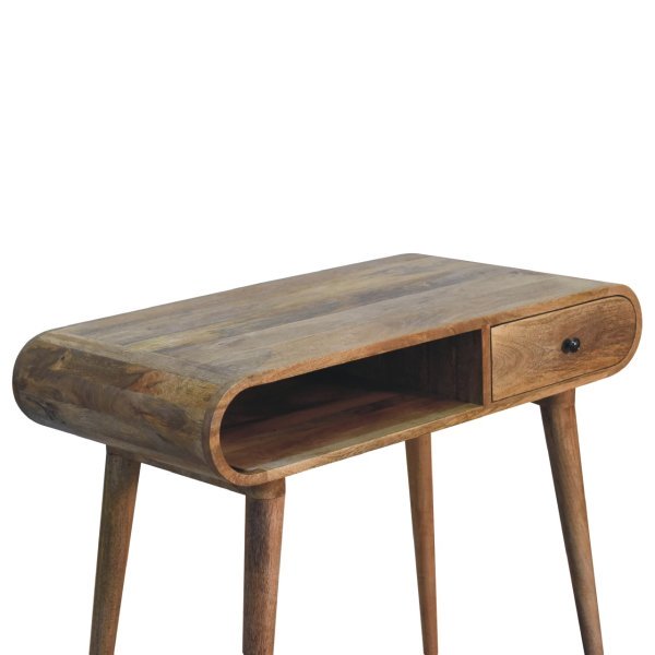 Solid Mango Wood Curved Flow Writing Desk - Image 4