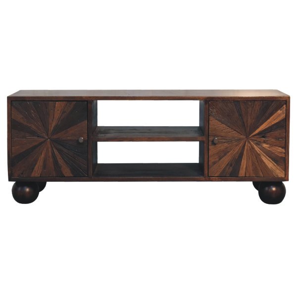Solid Walnut Finished Reclaimed Mango Wood Television/Media Unit